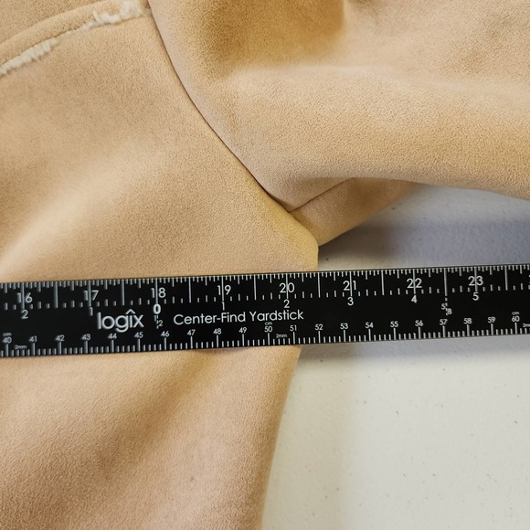 Vintage Gap 90s vegan suede longline faux sherpa button down jacket medium - Picture 4 of 5